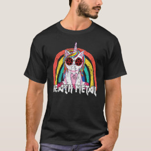 Death Metal Rockmusik mit Einhorn Regenbogen T-Shirt
