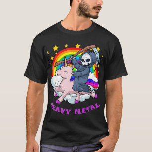 Death Metal s Unicorn Grim Sensenmann Rainbow Heav T-Shirt