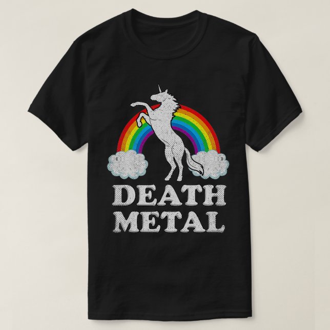 Death Metal s Unicorn Rainbow Heavy Metal2  T-Shirt (Design vorne)