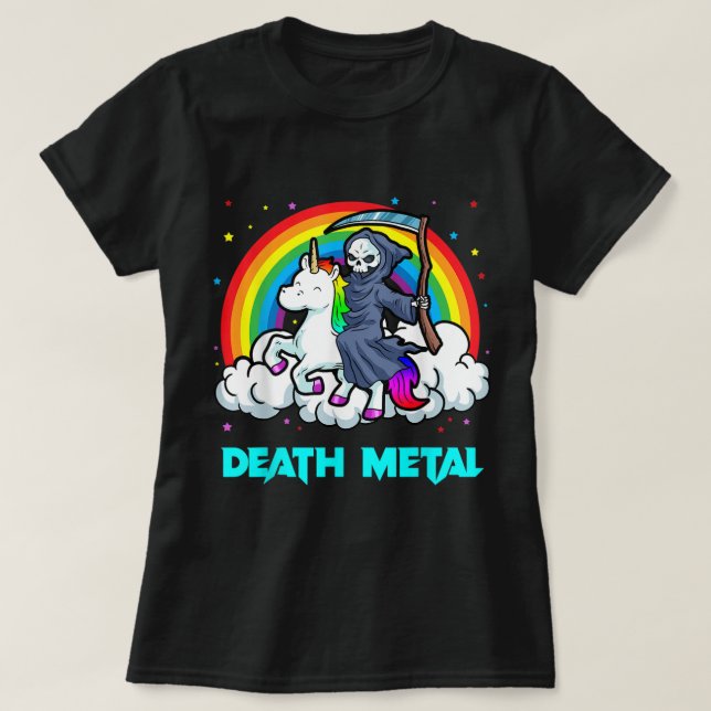 Death Metal Shirts Unicorn Rainbow Grim Sensenmann (Design vorne)