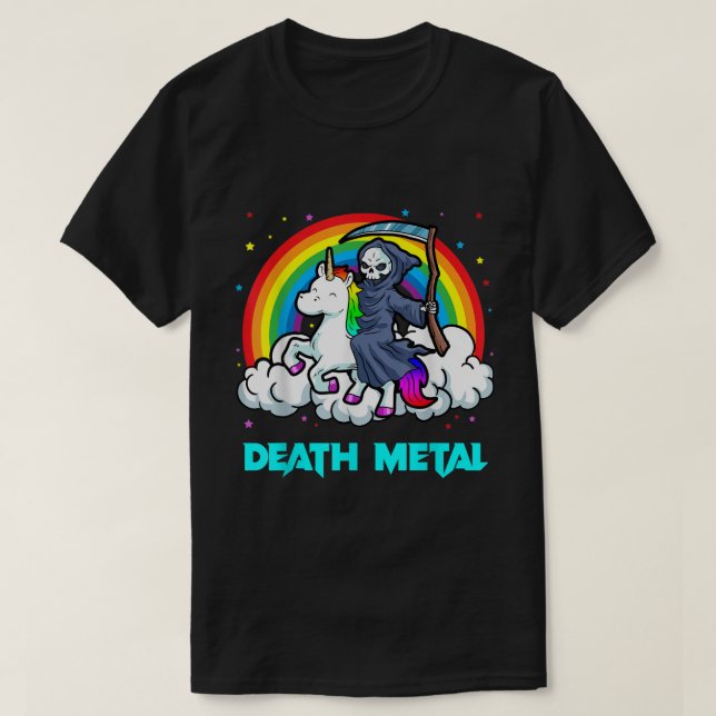 Death Metal Shirts Unicorn Rainbow Grim Sensenmann (Design vorne)