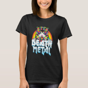 Death Metal Süße Katze Kätzchen Regenbogen Auf Dem T-Shirt