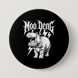 Death Metal Süßes Baby Nilpferd Moo Deng Flusspfer Button