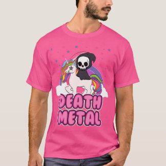 Death Metal - Unicorn Grim Sensenmann Rainbow Heav T-Shirt