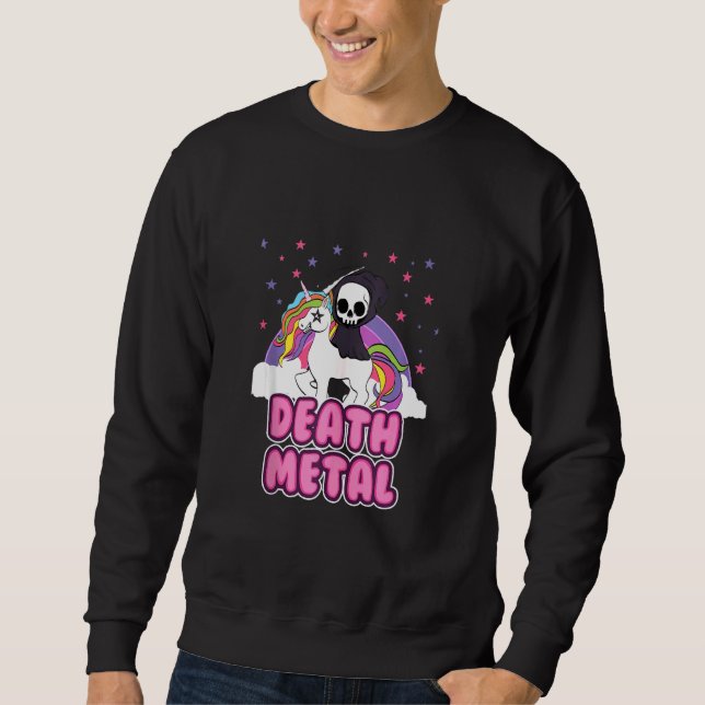 Death Metal Unicorn Grim Sensenmann Rainbow Heavy  Sweatshirt (Vorderseite)