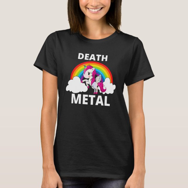 Death Metal Unicorn Rainbow Heavy Metal T-Shirt (Vorderseite)