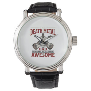 Death Metal Vater Totenkopf Gitarre Vintage-Shirt- Armbanduhr