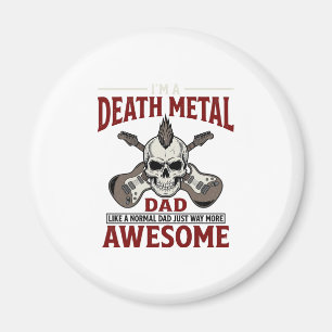 Death Metal Vater Totenkopf Gitarre Vintage-Shirt- Magnet