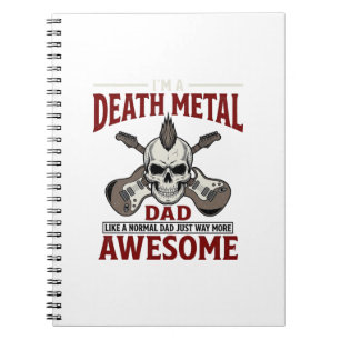 Death Metal Vater Totenkopf Gitarre Vintage-Shirt- Notizblock