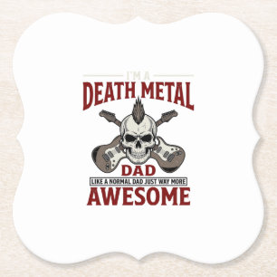 Death Metal Vater Totenkopf Gitarre Vintage-Shirt- Untersetzer
