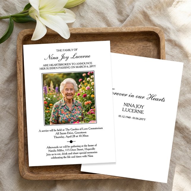 Death Notice and Funeral Invitation with Photo Einladung (Von Creator hochgeladen)