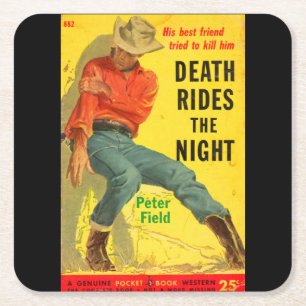 Death Rides The Night Western Buchcover Rechteckiger Pappuntersetzer