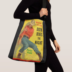 Death Rides The Night Western Buchcover Tragetaschen Mit Langen Trägern