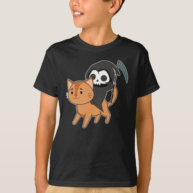 Death Riding Cat Funny - Funny Cats T-Shirt (Vorderseite)