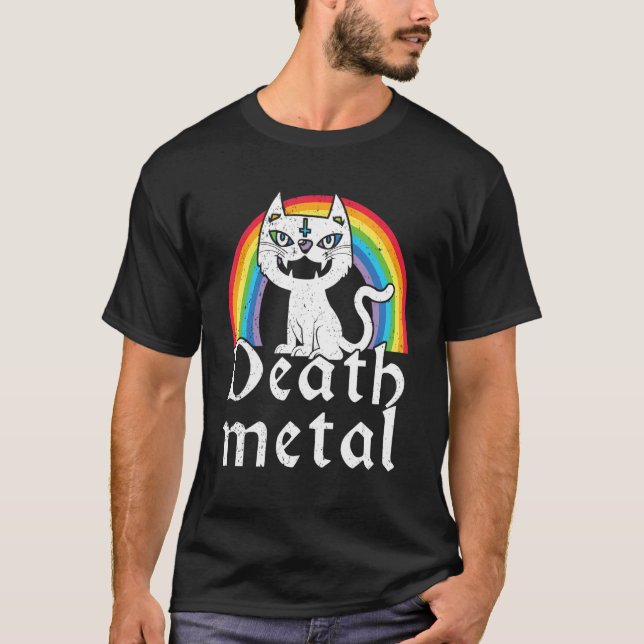 Death Satanic Cat Goth Concert T-Shirt (Vorderseite)