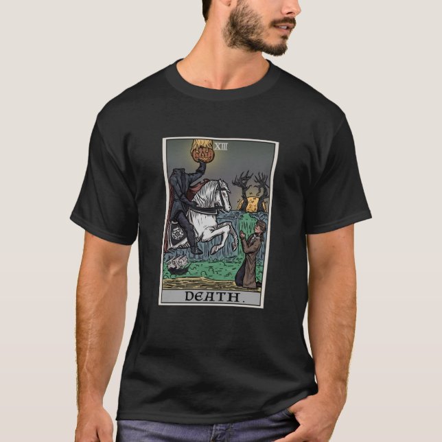 Death Tarot Card Headless Horseman Gothic Spooky H T-Shirt (Vorderseite)