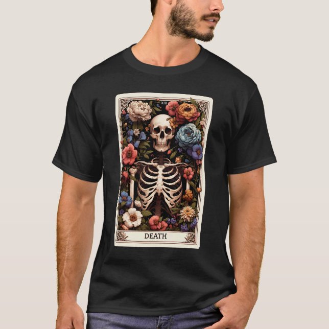 Death Tarot Card Hexy Skeleton Botanical T-Shirt (Vorderseite)