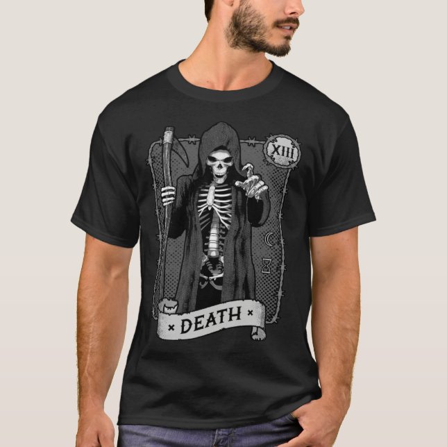 Death Tarot Card Occult Dark Grim Reaper Astrology T-Shirt (Vorderseite)