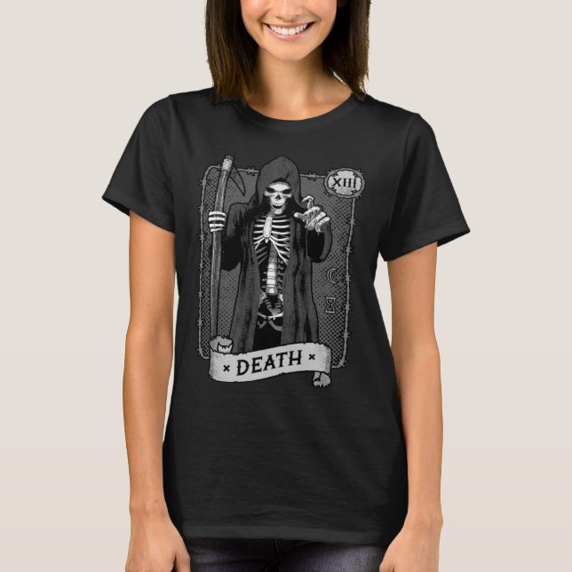 Death Tarot Card Occult Dark Grim Reaper Astrology T-Shirt (Vorderseite)