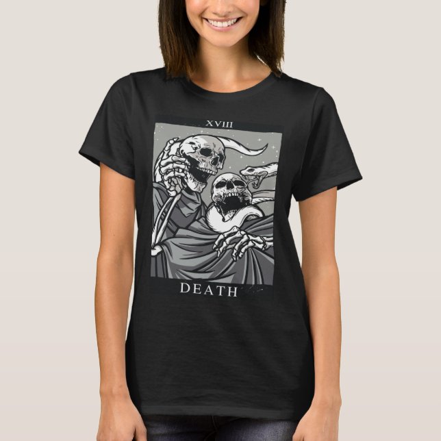 Death Tarot Card Tarot Card XIII 13 Skeleton Snake T-Shirt (Vorderseite)