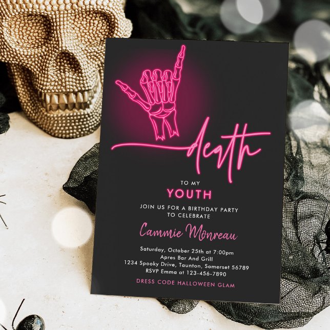 Death To My Youth Halloween Any Age Birthday Party Einladung (Von Creator hochgeladen)