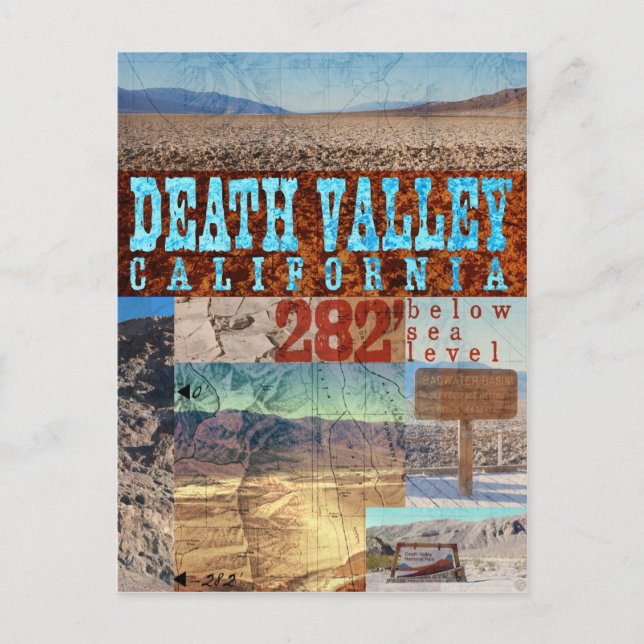 Death Valley, CA: 282' Untersee-Niveau - Postkarte (Vorderseite)
