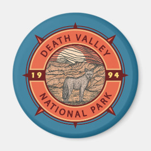 Death Valley National Park Coyote Retro Compass Magnet