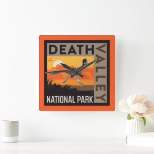 Death Valley National Park   Roadrunner Quadratische Wanduhr