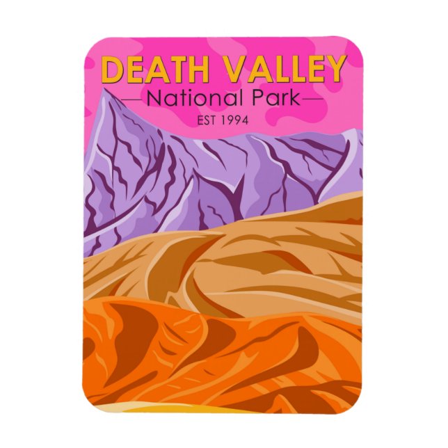 Death Valley National Park Sand Dunes Vintag Magnet (Vertikal)