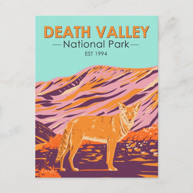 Death Valley Nationalpark Coyote Vintag Postkarte (Vorderseite)