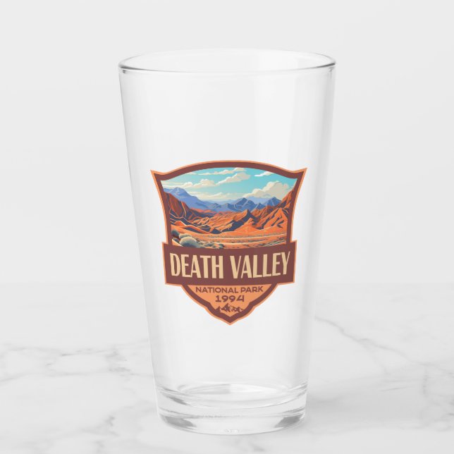 Death Valley Nationalpark Illustration Retro Glas (Vorderseite)