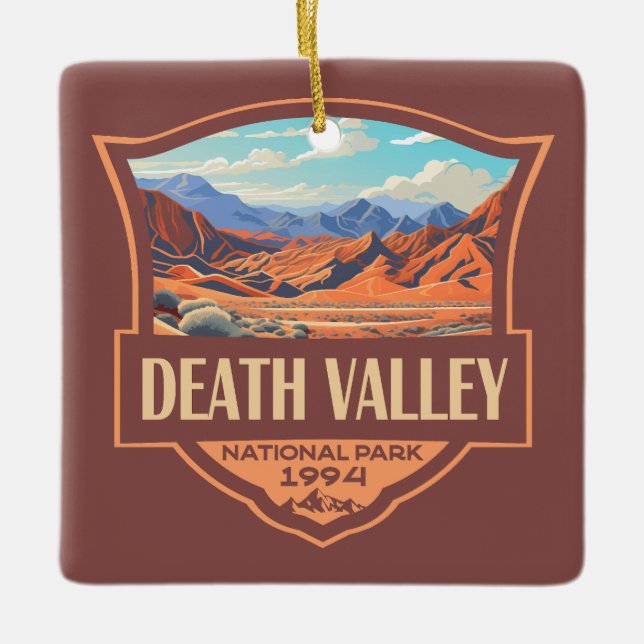 Death Valley Nationalpark Illustration Retro Keramikornament (Vorderseite)