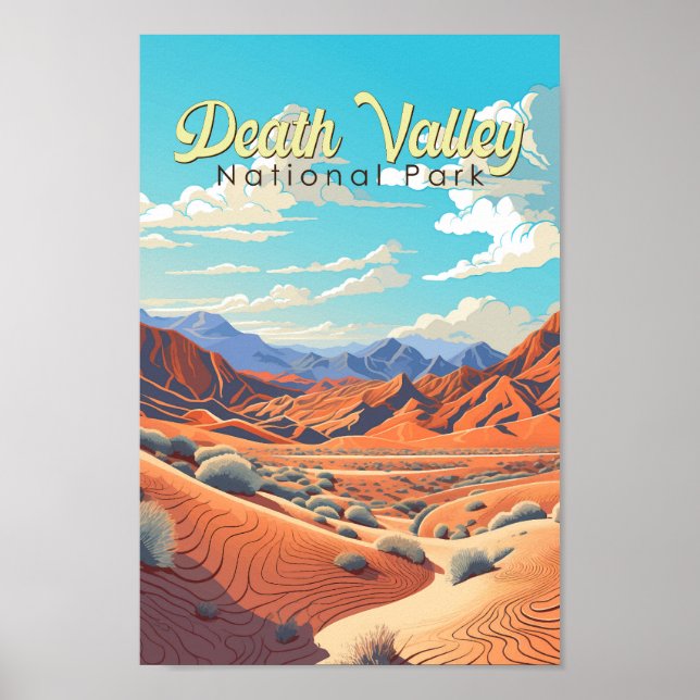 Death Valley Nationalpark Illustration Retro Poster (Vorne)