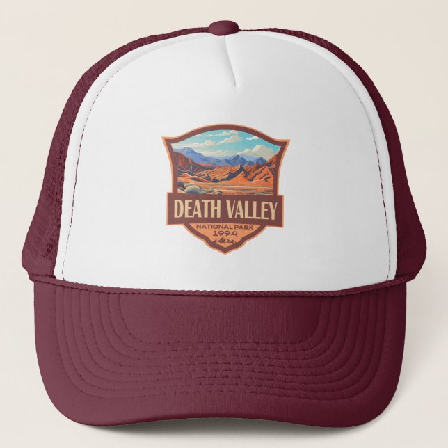 Death Valley Nationalpark Illustration Retro Truckerkappe (Vorderseite)