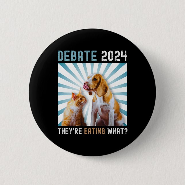Debate 2024 Haustiere Katze Sie essen W Button (Vorderseite)