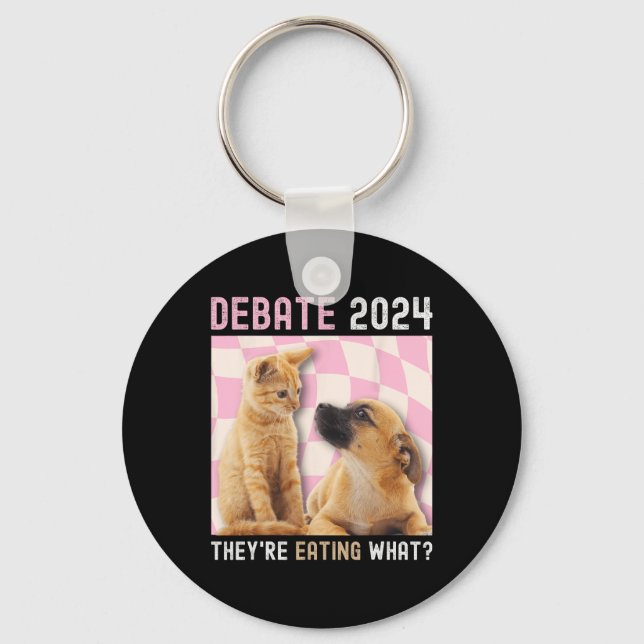 Debate 2024 Haustiere Katze Sie essen W Schlüsselanhänger (Vorderseite)