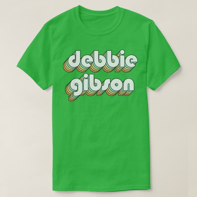 Debbie Gibson Retro Rainbow Typografie Faded Style T-Shirt (Design vorne)