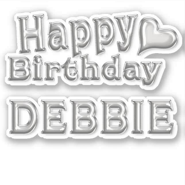 Debbie Happy Birthday silver Aufkleber Sticker (Vorderseite)