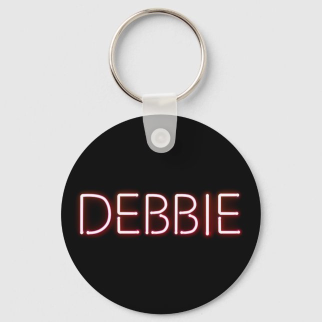 Debbie Name in leuchtenden Neonbeleuchtung Schlüsselanhänger (Vorderseite)