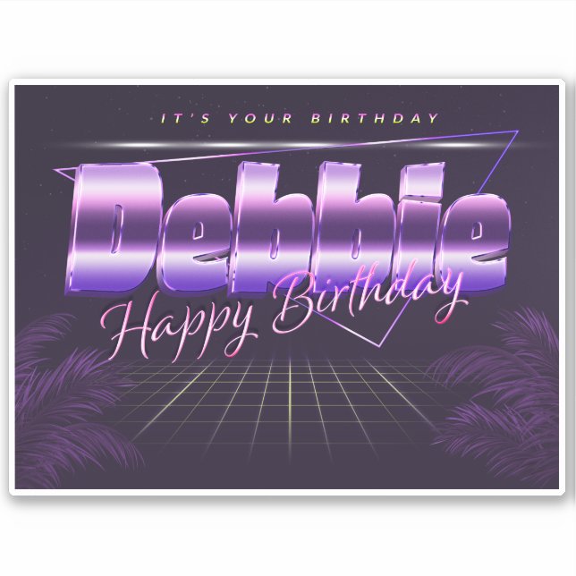 Debbie Name Vorname lila retro Sticker Geburtstag (Vorderseite)