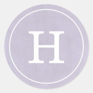 Debonair Lavender Monogram Runder Aufkleber