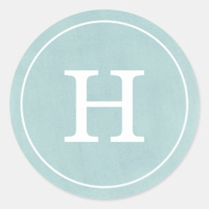Debonair Turquoise Monogram Runder Aufkleber