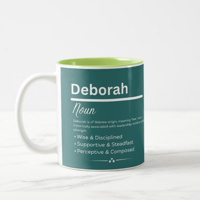 Deborah Personalized Girl Name Meaning Coffee Mug Zweifarbige Tasse (Links)