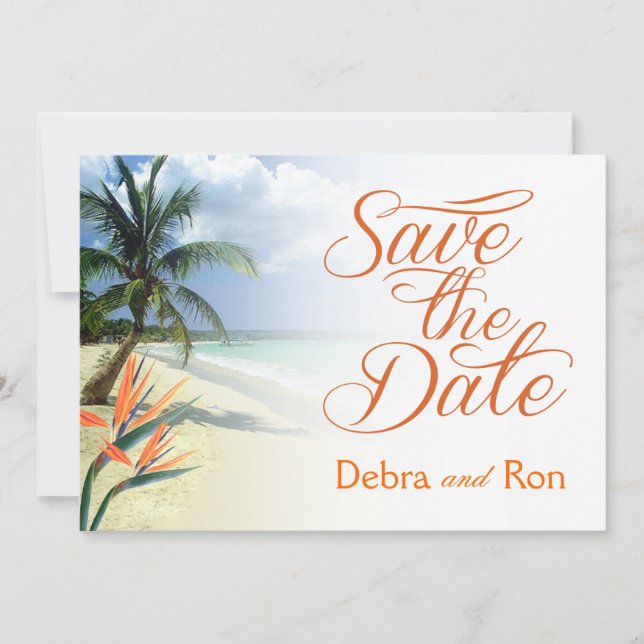Debra Emerald Waters Beach Save the Date | Papaya (Vorderseite)