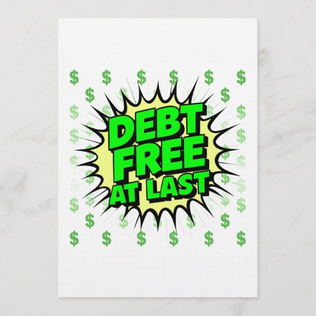 Debt Free At Last Einladung (Vorderseite)