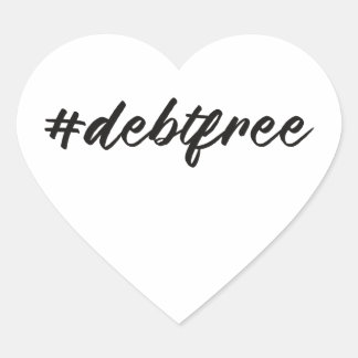 #debtfree (Hashtag Debt Free) Herz-Aufkleber