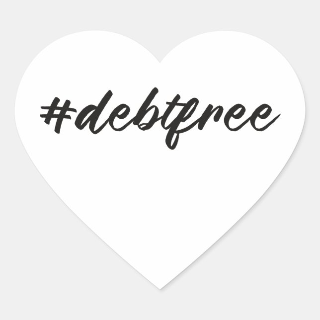 #debtfree (Hashtag Debt Free) Herz-Aufkleber (Vorderseite)
