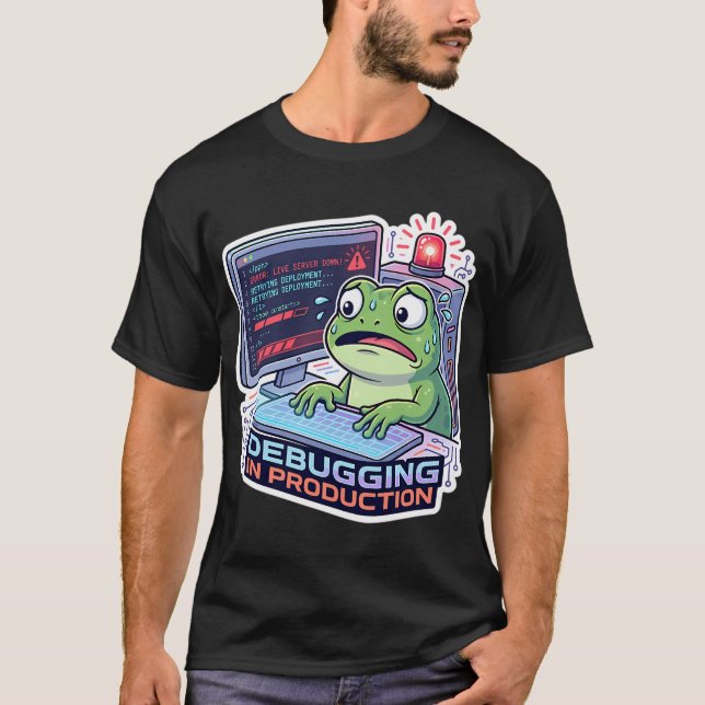 Debugging In Production Frosch - Lustiger Programm T-Shirt (Vorderseite)
