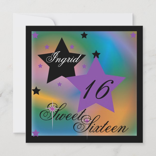 Debutant Star 16 . Geburtstag-Cust. Einladung (Vorderseite)