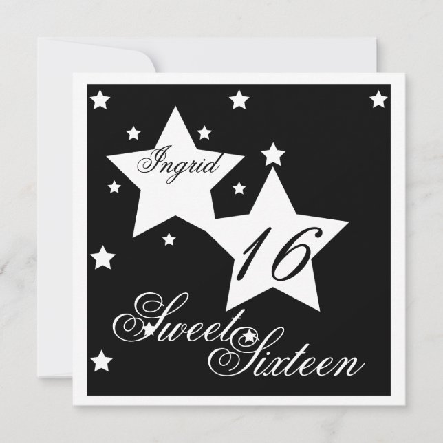 Debutant Star 16 . Geburtstag-Cust. Einladung (Vorderseite)